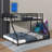 Durable Twin XL Over Queen Metal Drop-Down Bunk Beds