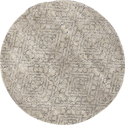 Bungalow Rose Plath Nikita Beige 7 ft. 10 in. Round Global Indoor Polyester Area Rug