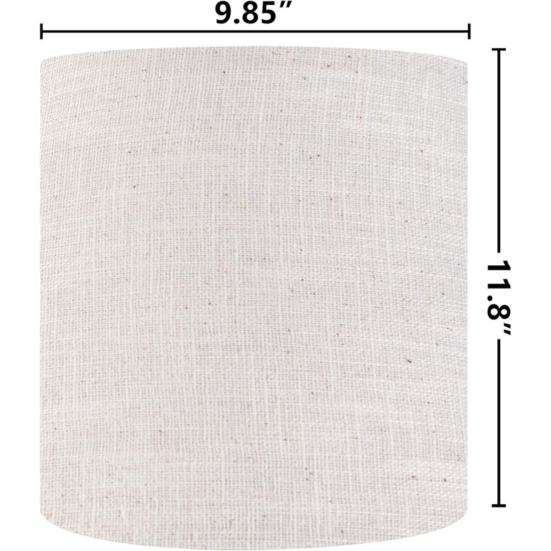 Abat-jour tambour en lin, Beige, 11.8 " H x 9.85" W x 9.85" D