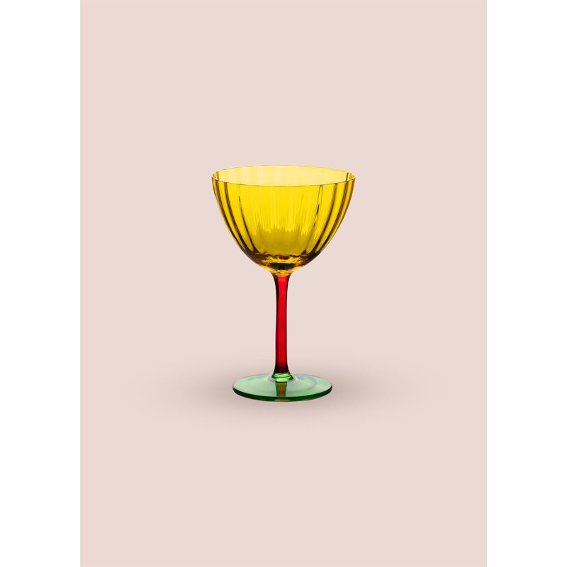 Elegant Yellow Wine Glass (Set of 2), 3.9 x 3.9 x 5.9 inches | 100% Glass, 8.1 fl oz Capacity | Dishwasher-Safe, Perfect for Parties & Special Occasions, Stylish Design for Wine Enthusiasts