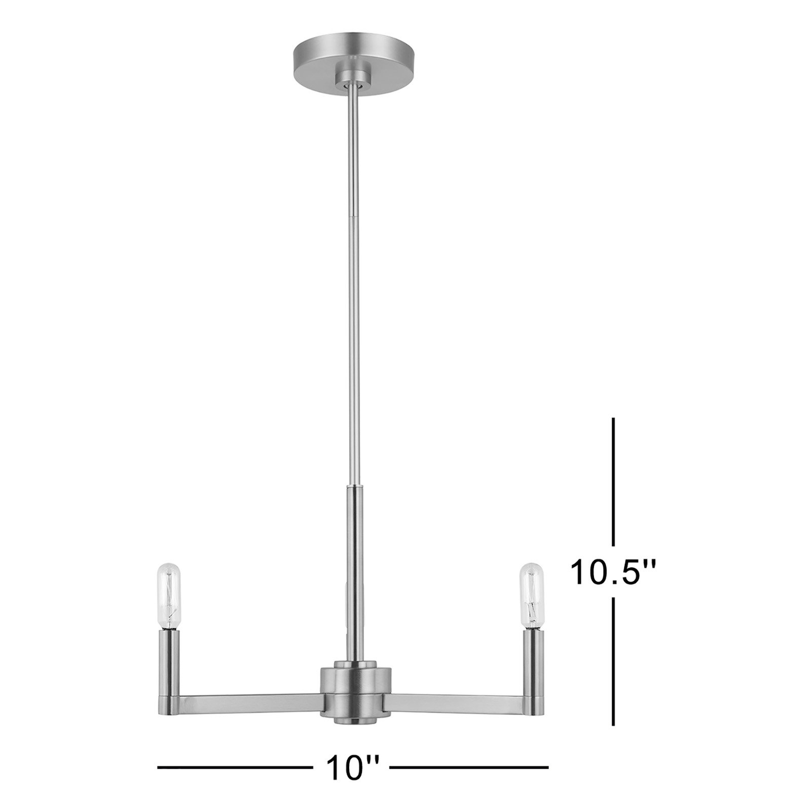 5-Light Chandelier, Chrome, 10.5"H x 10"W x 10"D