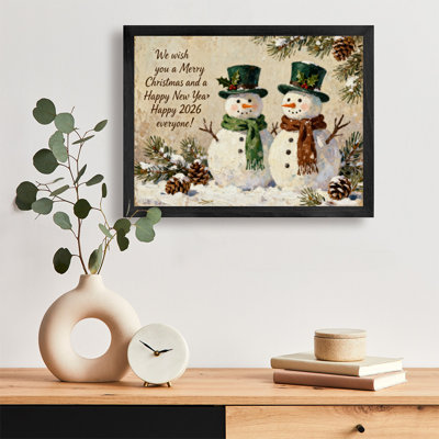 Encadré noir rétro vous souhaitant un joyeux Noël et une bonne année. Joyeux 2026, tout le monde! Art mural, impressions de style rétro