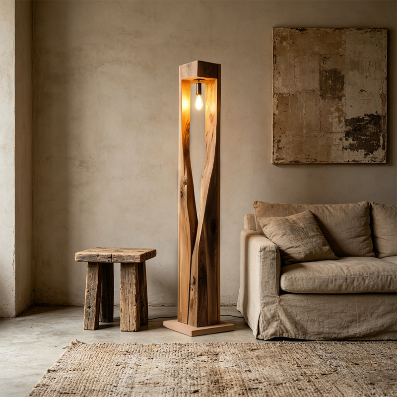 Lampes sur pied en bois massif brun