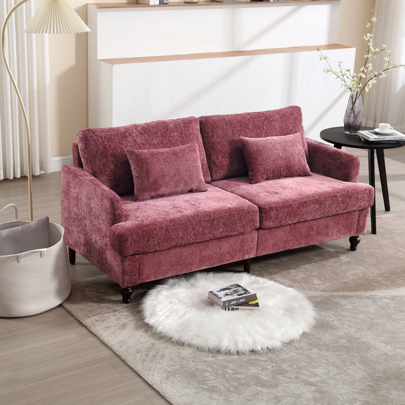 Canapé en tissu d'ameublement Chenille, Rouge