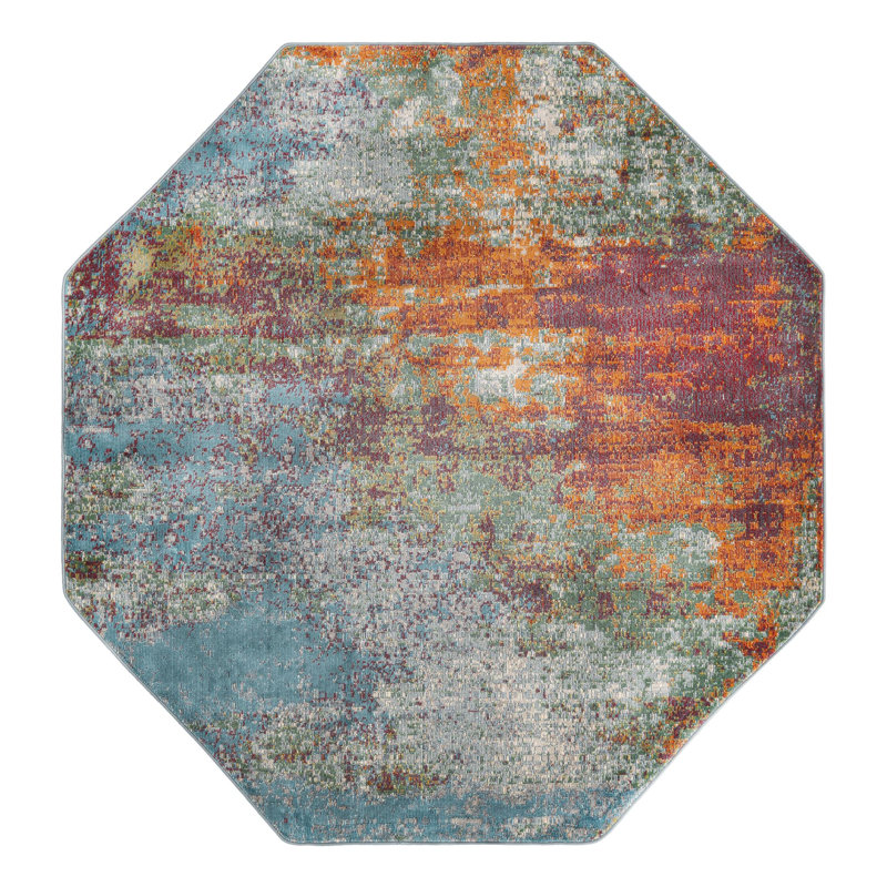 Haefner Abstract Indoor Rug, Octagon 6' x 6'