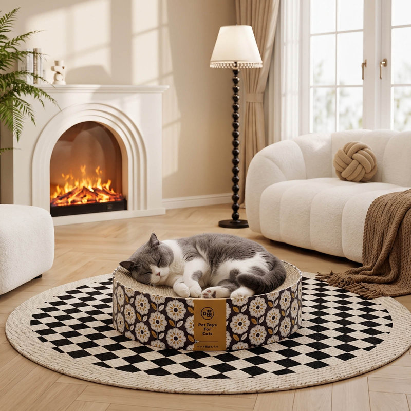 Round Corrugated Board Cat Scratcher Bed