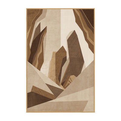 Tapis moelleux moelleux à motif abstrait moderne et contemporain en brun - reliure brun clair