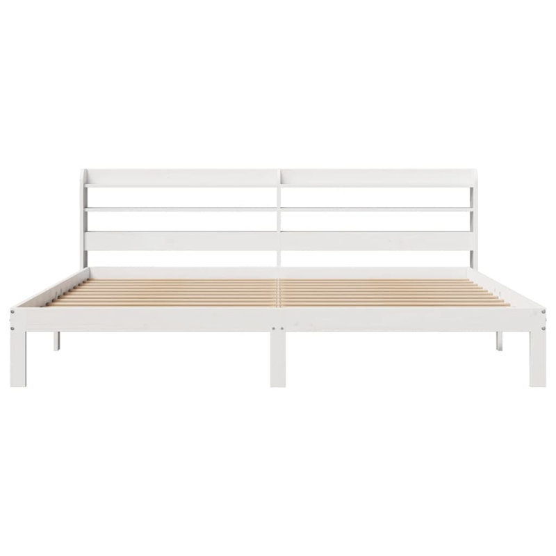 Pawlonka Solid Wood Bed Frame, 82cm H x 216cm W x 210cm D, White
