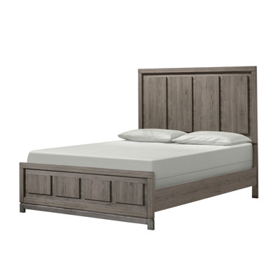 Modern King Size Bed Featuring Simple Assembly, Linear Design And Rich Grey Oak Finish Transitional With Clean - Lined Design, Wood Tones Warm