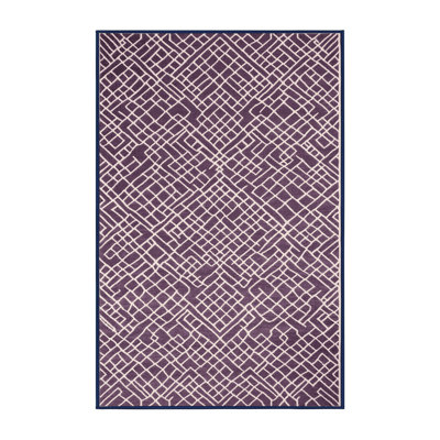 Machine Washable Trellis Purple Area Rug