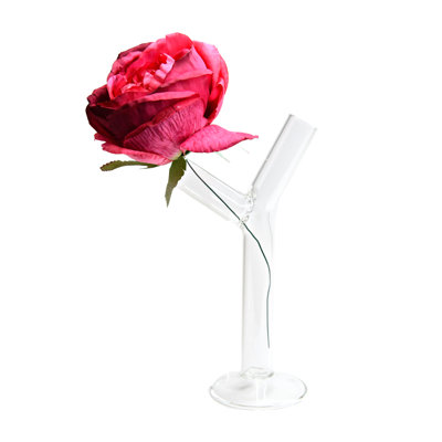 Vase en verre en forme de Y transparent 8,75 pouces Siga