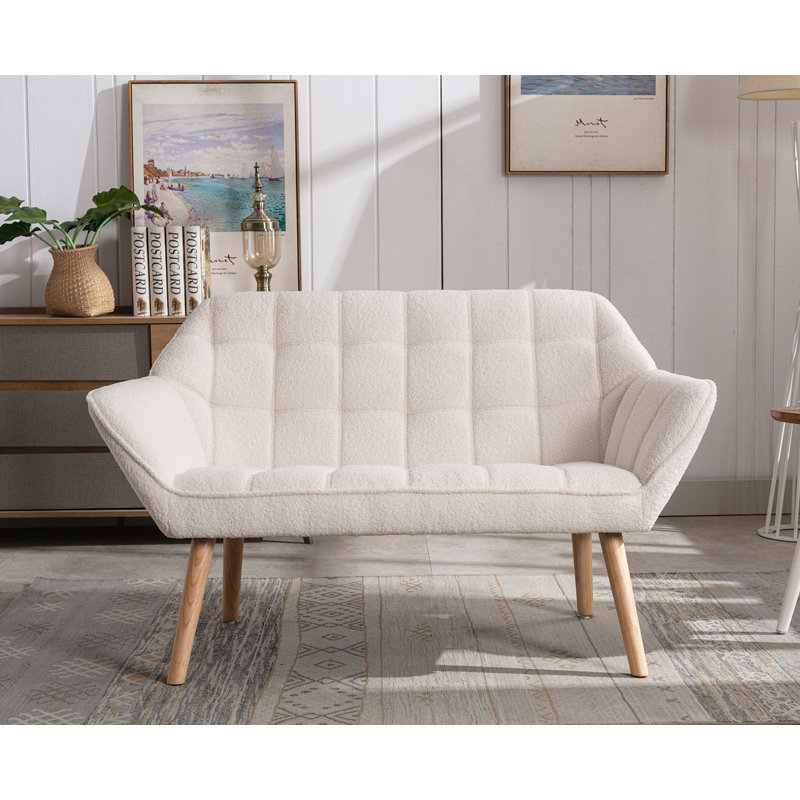 Canapé à accoudoirs carrés 48,75 po Lisander, 100 % polyester blanc