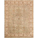 Baku Oriental Hand-Knotted Wool Light Green/Ivory/Brown Area Rug