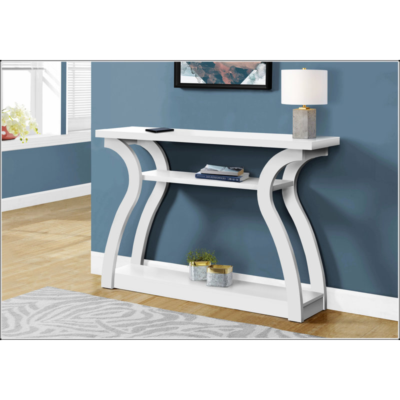 Table d'appoint, console, vestibule, étroit, canapé, stratifié blanc, contemporain, moderne, Blanc