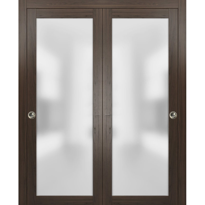 Portes coulissantes en verre givré Planum, Frêne chocolat, 36 po x 84 po