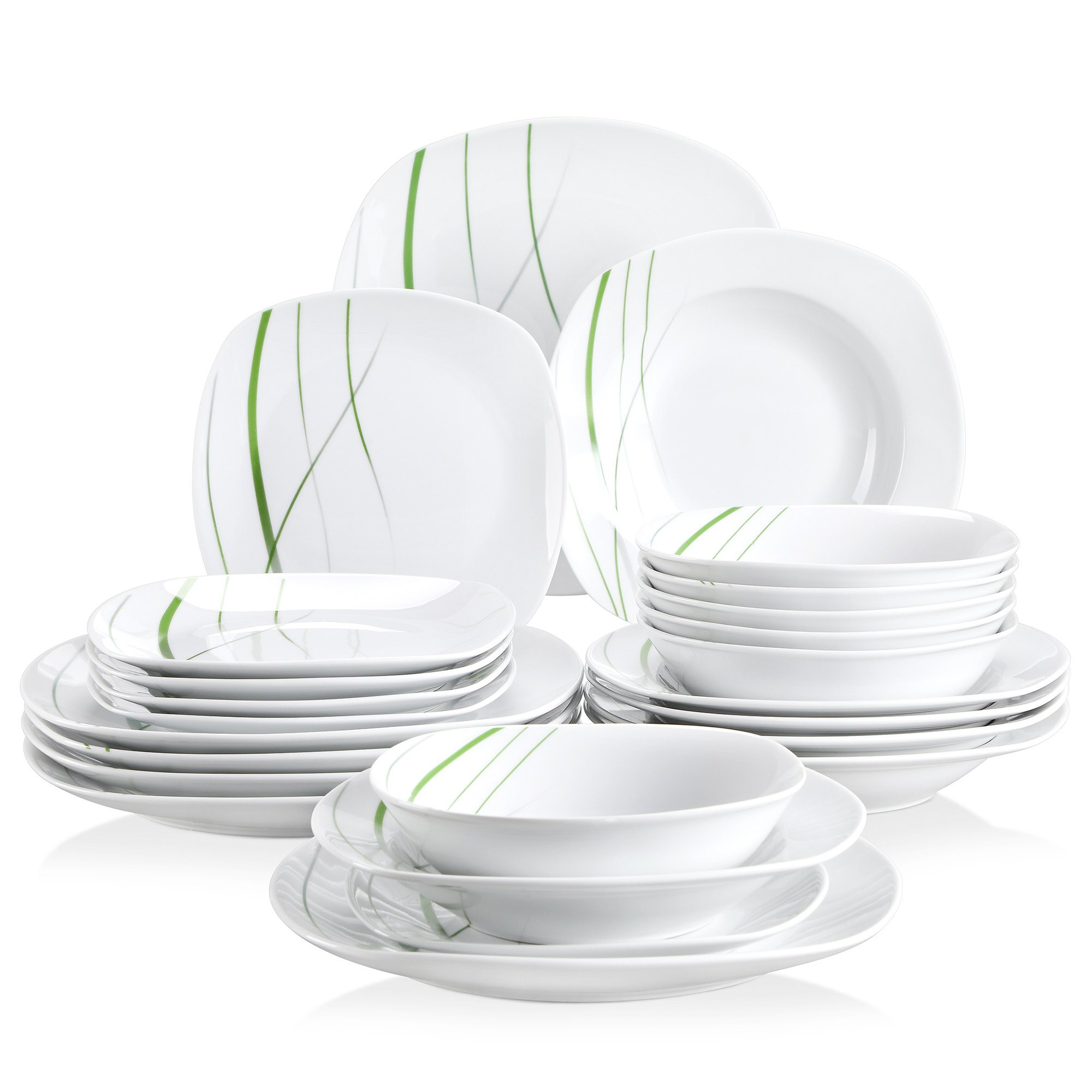 MALACASA Porcelain China Dinnerware Set - Service for 12