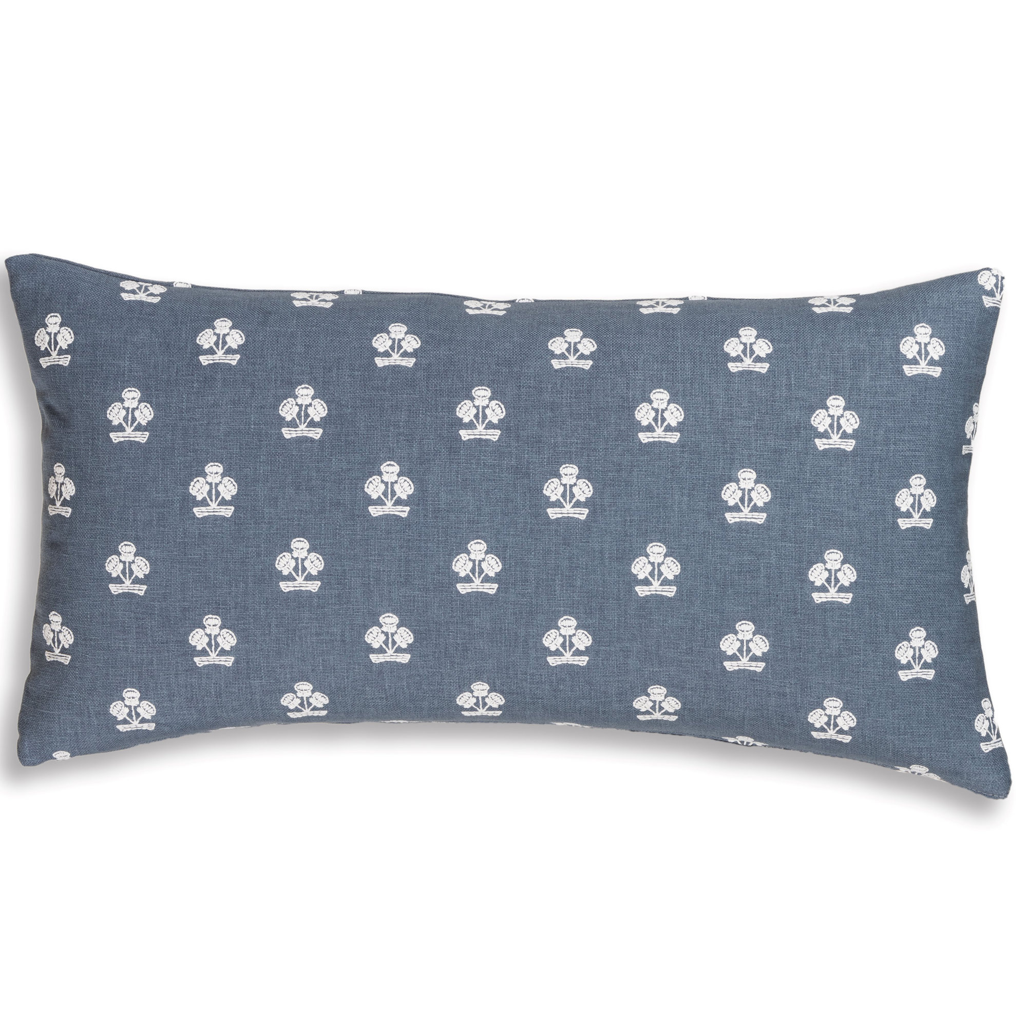 Hamachi Polyester Throw Square Pillow Cover & Insert, Rectangle 12"H x 21"W, Feather, Chambray Floral 1