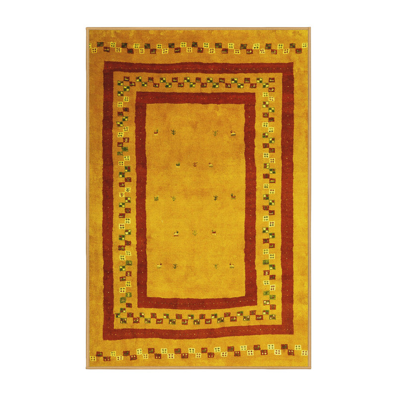 Tapis contemporains jaunes lavables à la machine 2796, Rectangle 2 pi x 3 pi