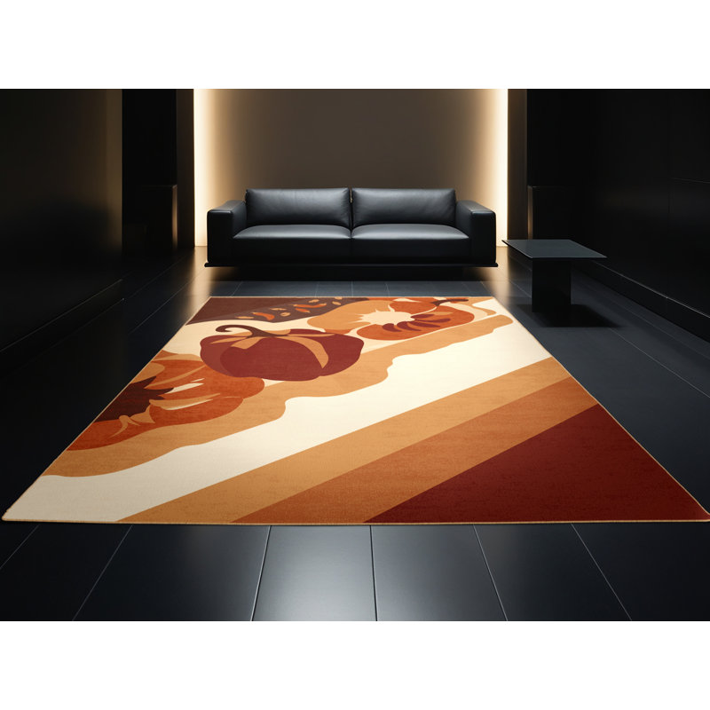Tapis brun Aedan Peppers Bell Chili lavable à la machine - reliure brun clair, 2 x 3