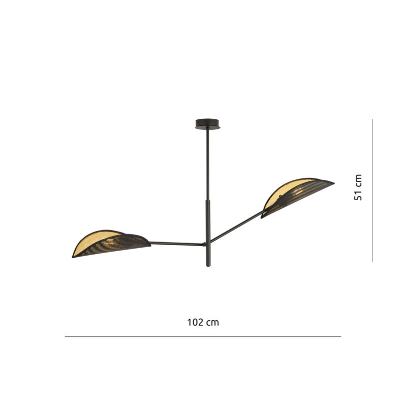 2 - Light Chandelier, Black/Gold