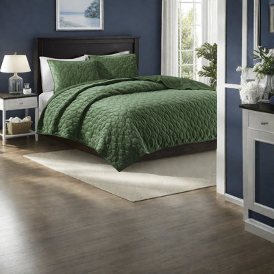 Ensembles de literie en velours élégant, coton confortable, design vert moderne, chambre à coucher confortable