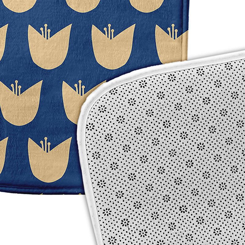 Tapis de bain Flower Power, Bleu, L 21 po x L 34 po