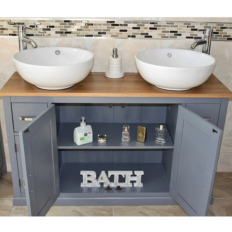 Bowdin 1230 mm Freestanding Double Vanity with Vessel Ceramic Basin
