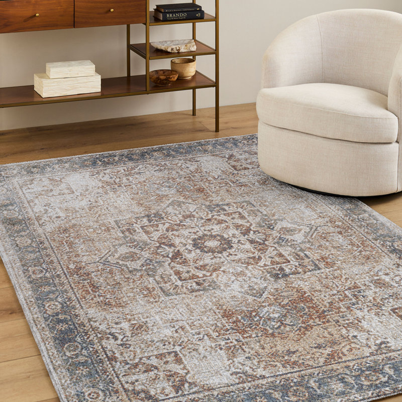 Saylor Machine Washable Traditional Boho Burnt Orange Runner Rug, Rectangle 200 x 275cm