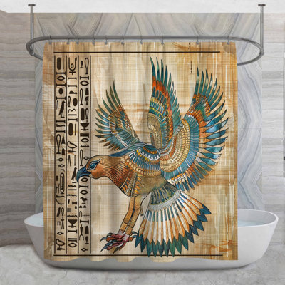Ancient Symbol Shower Curtain -  Historical Bathroom Decor Mediterranean