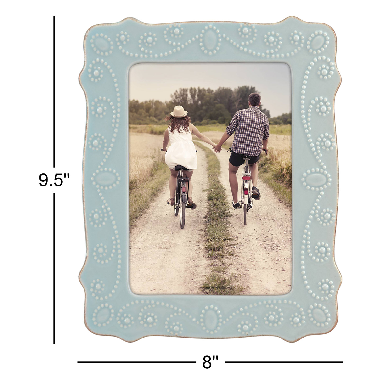 French Perle Giftware Picture Frame, Ice Blue