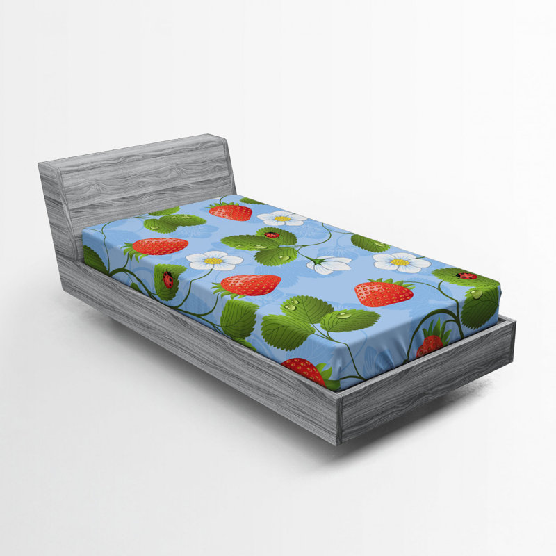 Drap-housse floral coccinelles/fleur, Drap-housse simple TG