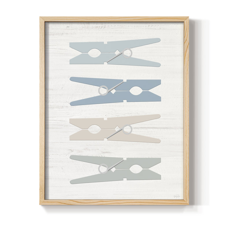 Laundry Pins Framed Print - Solid Wood, 15" H x 12" W