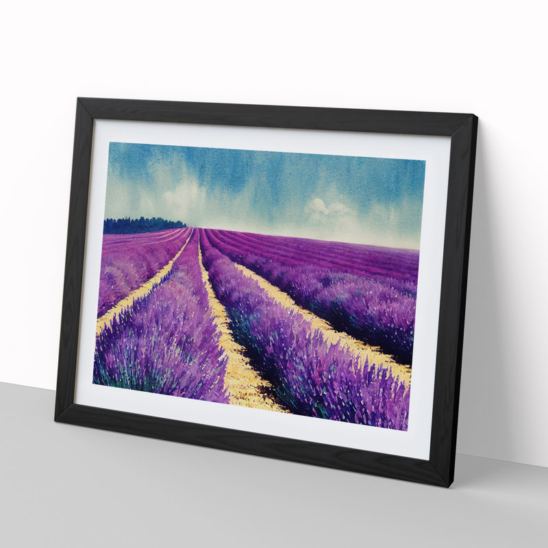 Lavender Field Vol.1 - Single Picture Frame Painting, 46cm H x 64cm W x 2cm D, Black