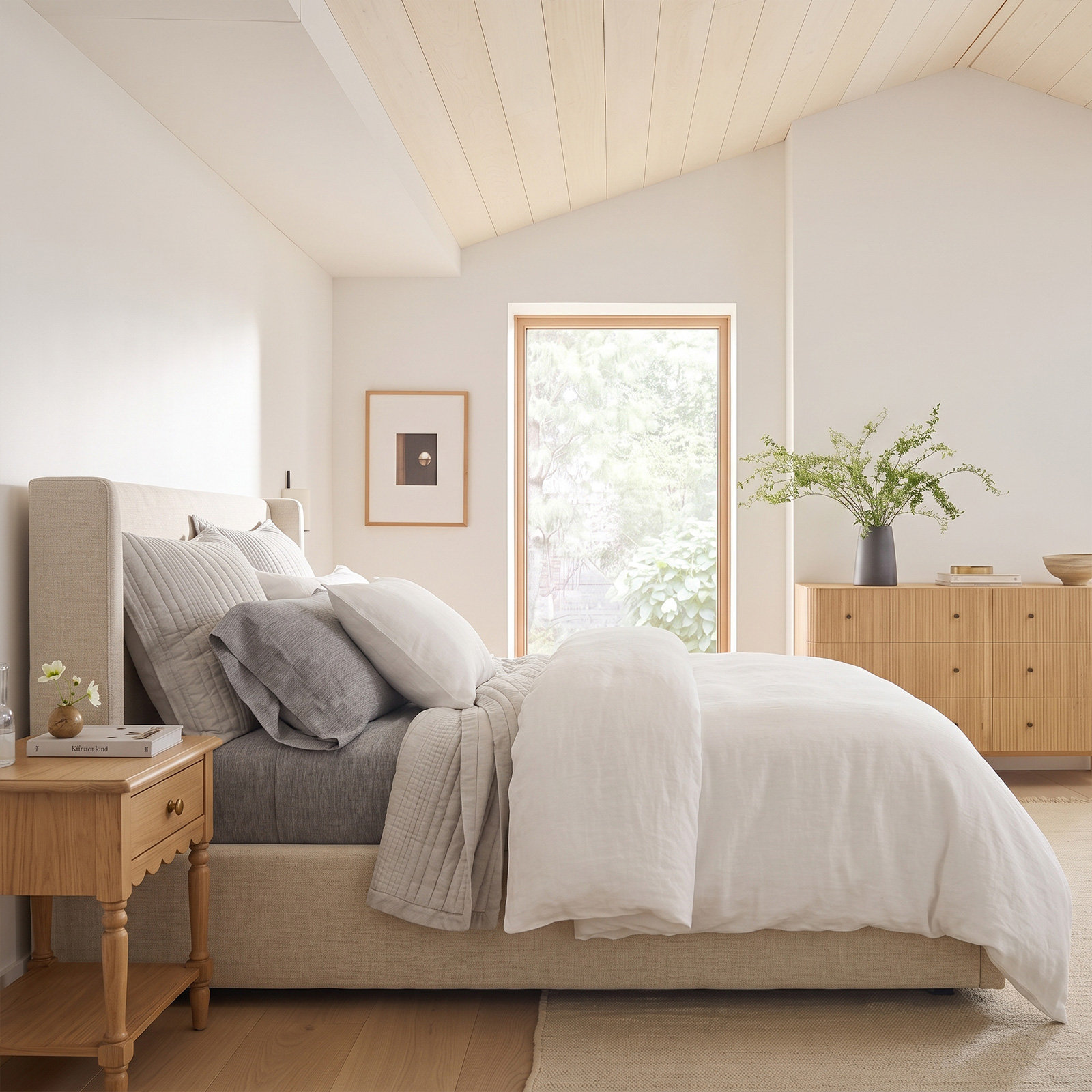 Wingback Bed, Beige