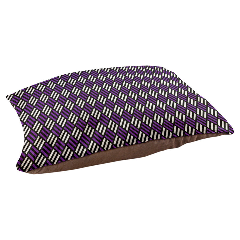 Coussin pour chien à rayures losanges Byrge, Grand (l 42,5 po x P 32,5 po x H 14 po), Noir / Mauve