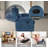 3-seater Light Blue Fluffy Fabric Recliner Sofa