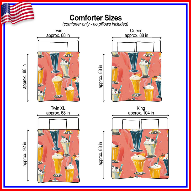 Milkshake Illustration Comforter, Twin Extra Long