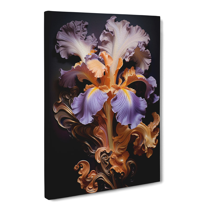 Iris Flower Baroque No.3 - Wrapped Canvas, 50cm H x 35cm W x 3cm D