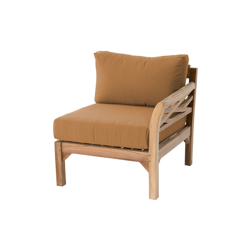 Monterey Teak Outdoor Right Arm Lounge Chair with Sunbrella Cushions, Camel