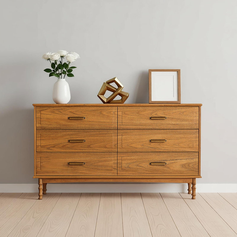 Buffet rétro avec rangement en bois massif, 35.43" H x 62.99" W x 17.71" D