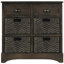 Armoire de rangement rustique avec deux tiroirs et quatre paniers en rotin classique-106542231
