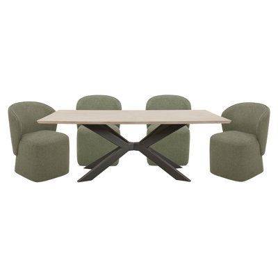 86 In. Rectangular Dining Table With 4 Upholstered Chairs