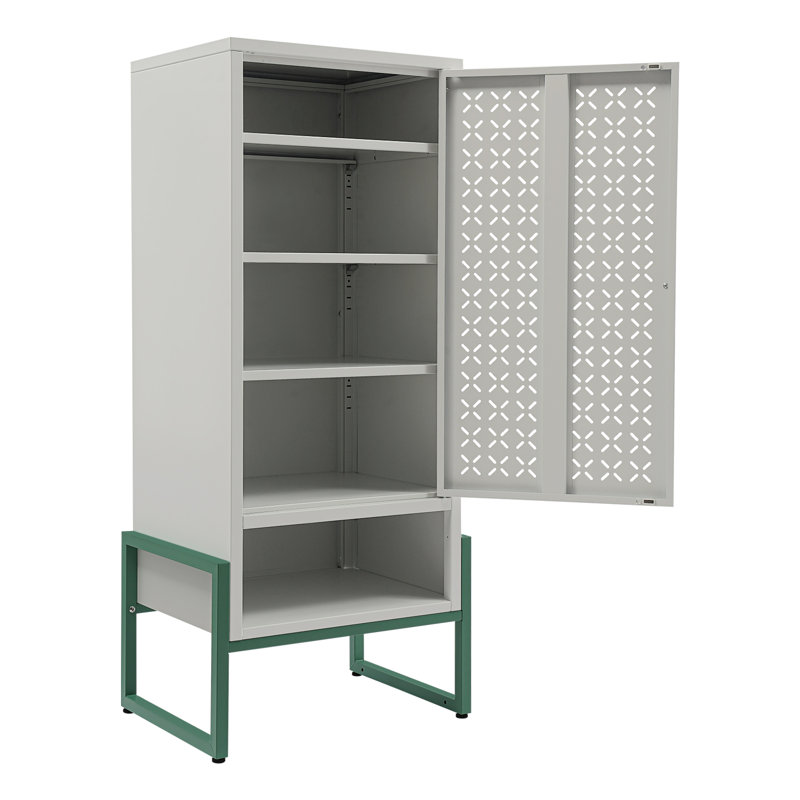 Free Standing Multi-Use Storage Cabinet, Gray/Green