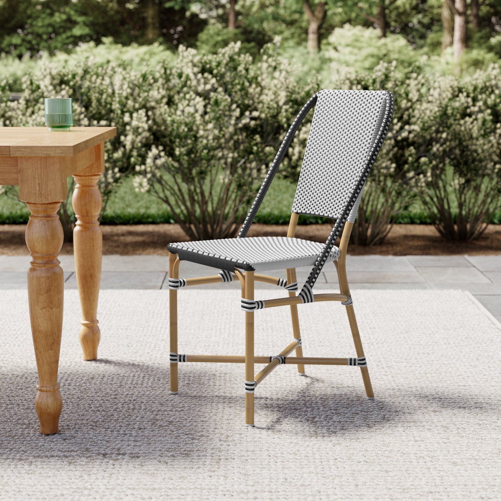Ellie Patio Dining Chair, Black/White