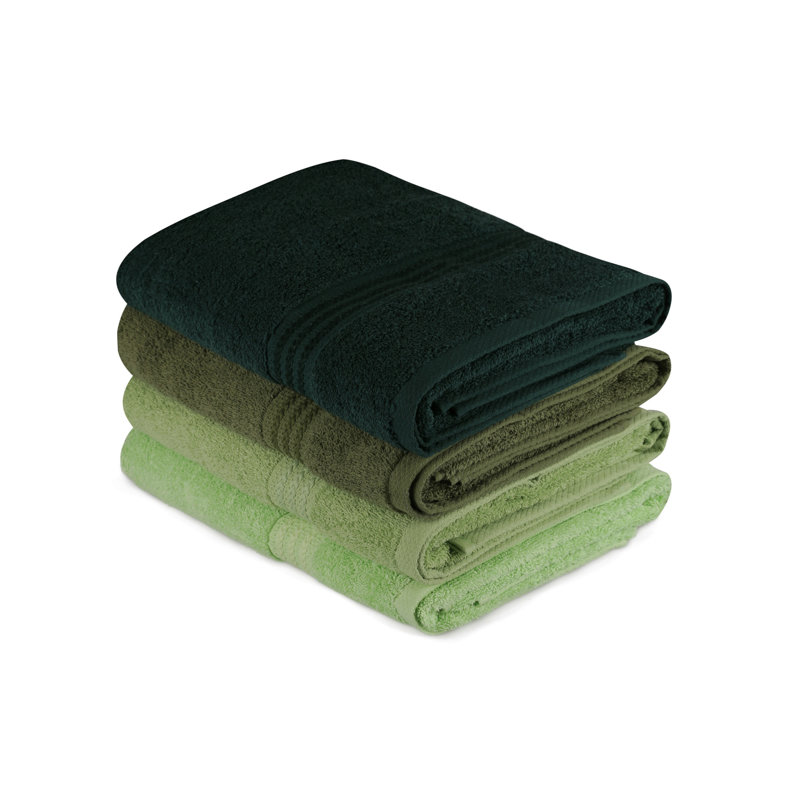 Luxurious Bath Towel Set (4 Pieces) - 100% Cotton, 28 x 55 inches | 500 GSM for Ultimate Absorbency | Includes Special Box | Elegant Light Green & Olive Green | Machine Washable, Perfect for Spa & Home Use
