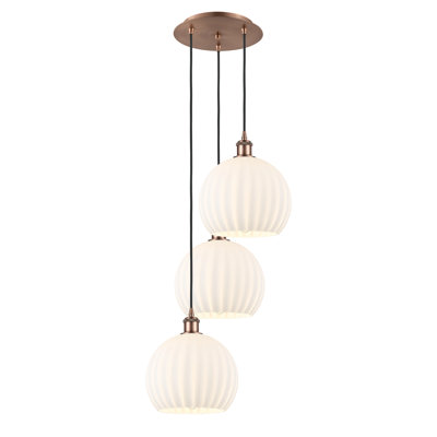 Luminaire suspendu suspendu vénitien blanc à 3 lumières Ballston White - 113B-G1217