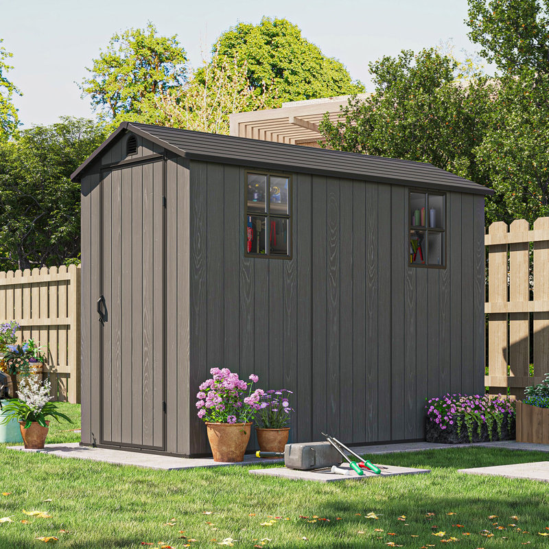 4 Ft. W X 8 Ft. D Resin Storage Shed, Black