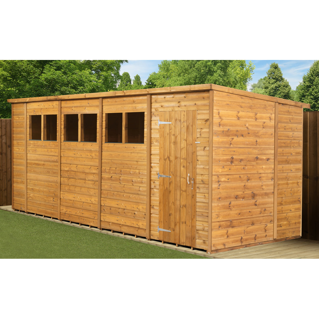 Modular Pent Garden Shed  18X6 With Windows