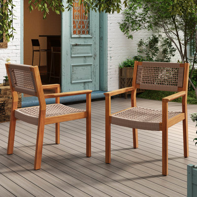 Chaises de salle à manger tressées en brun de 2 - bois et corde, une option tendance pour votre chambre