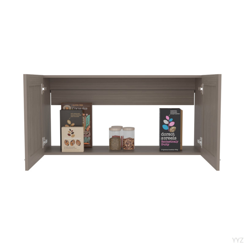 Armoire murale, double porte, large, une tablette, cuisine, armoire de rangement, Gris